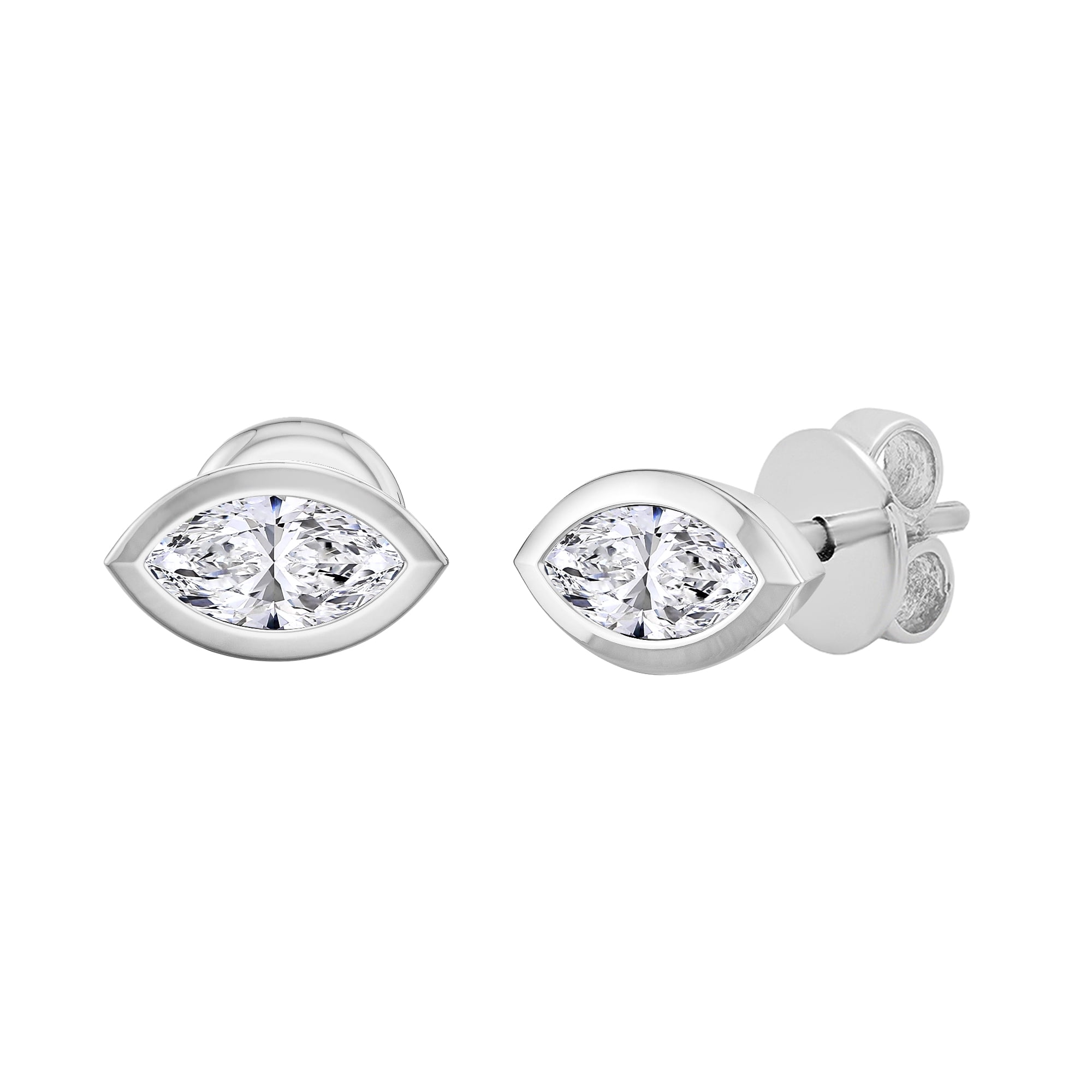 Dazzlingrock Collection 1/4 ct Marquise Lab Grown White Diamond Solitaire Classic Stud Earrings for Women in 925 Sterling Silver in Push Back