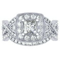 thumbnail image 1 of Dazzlingrock Collection 1.40 Carat (ctw) 10K Princess & Round Diamond Twisted Swirl Bridal Halo Ring Set, White Gold, Size 4.5, 1 of 1
