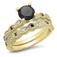 thumbnail image 1 of Dazzlingrock Collection 1.40 Carat (ctw) 14K Round Cut Black & White Diamond Vintage Engagement Ring Set, Yellow Gold, Size 9, 1 of 1
