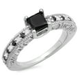 thumbnail image 1 of Dazzlingrock Collection 1.40 Carat (ctw) Sterling Silver Black & White Diamond Ladies Bridal Vintage Engagement Ring, Size 5.5, 1 of 1