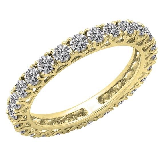 Dazzlingrock Collection 1.45 Carat (ctw) 14K Round Diamond Ladies Wedding Band Eternity Ring 1 1/2 CT, Yellow Gold, Size 5.5