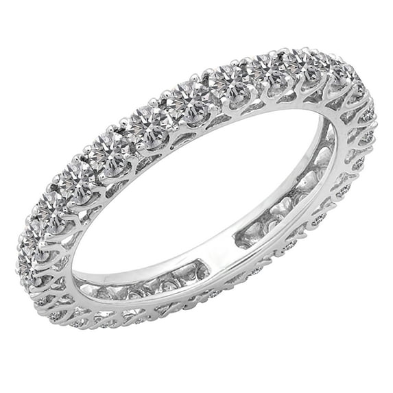 Dazzlingrock Collection 1.45 Carat (ctw) 18K Diamond Ladies Wedding Anniversary Band 1 1/2 CT, White Gold, Size 7