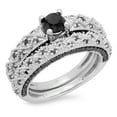 thumbnail image 1 of Dazzlingrock Collection 1.45 Carat (ctw) 18K Round Black Diamond Bridal Engagement Ring Set 1 1/2 CT, White Gold, Size 8, 1 of 1