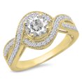 thumbnail image 1 of Dazzlingrock Collection 1.45 Carat (ctw) 18K Round Diamond 3 Stone Bridal Engagement Ring Set 1 1/2 CT, Yellow Gold, Size 10, 1 of 1
