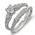thumbnail image 1 of Dazzlingrock Collection 1.45 Carat (ctw) 18k Round Diamond Ladies 3 Stone Bridal Engagement Ring Set With Matching Band 1 1/2 CT, White Gold, Size 5.5, 1 of 1