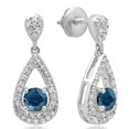 thumbnail image 1 of Dazzlingrock Collection 1.50 Carat (ctw) 10K Round Blue & White Diamond Ladies Dangling Drop Earrings 1 1/2 CT, White Gold, 1 of 1