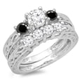 thumbnail image 1 of Dazzlingrock Collection 1.50 Carat (ctw) 14K Black & White Diamond 3 Stone Engagement Ring Set 1 1/2 CT, White Gold, Size 5, 1 of 1