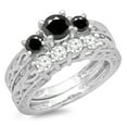 thumbnail image 1 of Dazzlingrock Collection 1.50 Carat (ctw) 14K Black & White Diamond 3 Stone Engagement Ring Set 1 1/2 CT, White Gold, Size 8, 1 of 1
