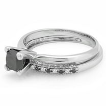 Dazzlingrock Collection 1.50 Carat (ctw) 14K Black & White Diamond Solitaire Engagement Ring Set 1 1/2 CT, White Gold, Size 4