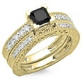 thumbnail image 1 of Dazzlingrock Collection 1.50 Carat (ctw) 14K Black & White Diamond Vintage Engagement Ring Set 1 1/2 CT, Yellow Gold, Size 5.5, 1 of 1