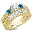 thumbnail image 1 of Dazzlingrock Collection 1.50 Carat (ctw) 14K Blue & White Diamond 3 Stone Engagement Ring Set 1 1/2 CT, Yellow Gold, Size 9, 1 of 1