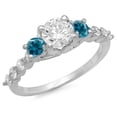 thumbnail image 1 of Dazzlingrock Collection 1.50 Carat (ctw) 14K Blue & White Diamond Bridal 3 Stone Engagement Ring 1 1/2 CT, White Gold, Size 5, 1 of 1