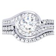 thumbnail image 1 of Dazzlingrock Collection 1.50 Carat (ctw) 14K Diamond 3 Stone Bridal Twisted Engagement Ring Set 1 1/2 CT, White Gold, Size 9, 1 of 6