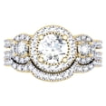 thumbnail image 1 of Dazzlingrock Collection 1.50 Carat (ctw) 14K Diamond 3 Stone Split Shank Halo Bridal Ring Set 1 1/2 CT, Yellow Gold, Size 8.5, 1 of 1