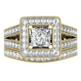 thumbnail image 1 of Dazzlingrock Collection 1.50 Carat (ctw) 14K Princess & Round Cut Diamond Halo Engagement Ring Set 1 CT, Yellow Gold, Size 8, 1 of 4