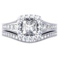 thumbnail image 1 of Dazzlingrock Collection 1.50 Carat (ctw) 14K Princess & Round Diamond Halo Engagement Ring Set 1 1/2 CT, White Gold, Size 5.5, 1 of 4