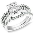 thumbnail image 1 of Dazzlingrock Collection 1.50 Carat (ctw) 14K Princess & Round White Diamond Ladies Split Shank Bridal Engagement Ring with Matching Wedding Band Set 1 1/2 CT, White Gold, Size 5.5, 1 of 1