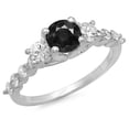 thumbnail image 1 of Dazzlingrock Collection 1.50 Carat (ctw) 14K Round Black & White Diamond 3 Stone Engagement Ring 1 1/2 CT, White Gold, Size 9, 1 of 1