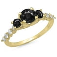 thumbnail image 1 of Dazzlingrock Collection 1.50 Carat (ctw) 14K Round Black & White Diamond 3 Stone Engagement Ring 1 1/2 CT, Yellow Gold, Size 8, 1 of 1