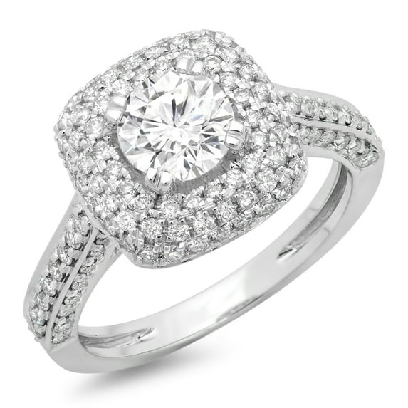 Dazzlingrock Collection 1.55 Carat (ctw) 14K Round Cut Diamond Vintage Bridal Engagement Ring, White Gold, Size 6.5