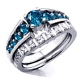 thumbnail image 1 of Dazzlingrock Collection 1.55 Carat (ctw) 18K White And Blue Diamond Bridal Engagement Set 1 1/2 CT, White Gold, Size 5.5, 1 of 2