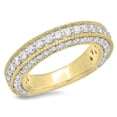 thumbnail image 1 of Dazzlingrock Collection 1.60 Carat (ctw) 14K Round Diamond Millgrain Anniversary Wedding Stackable Band, Yellow Gold, Size 6.5, 1 of 1