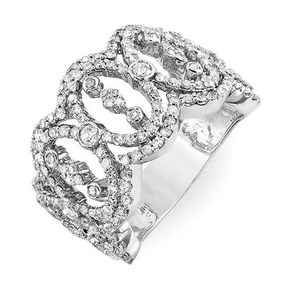 Dazzlingrock Collection 1.65 Carat (ctw) 14k Round Diamond Ladies Cocktail Designer Right Hand Ring, White Gold, Size 6