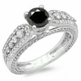 thumbnail image 1 of Dazzlingrock Collection 1.75 Carat (ctw) 14K Black & White Diamond Vintage Bridal Engagement Ring 1 3/4 CT, White Gold, Size 9, 1 of 1