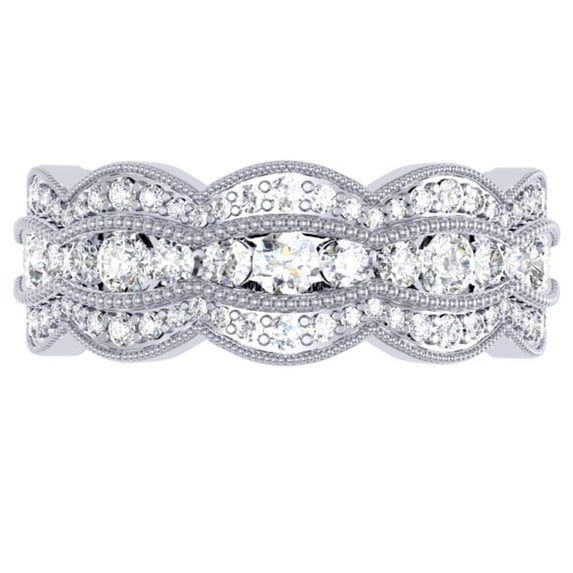 Dazzlingrock Collection 1.75 Carat (ctw) 14K Round Diamond Millgrain Eternity Wedding Band 2 CT, White Gold, Size 7