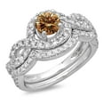 thumbnail image 1 of Dazzlingrock Collection 1.75 Carat (ctw) 14K White & Champagne Diamond Halo Engagement Ring Set 1 3/4 CT, White Gold, Size 6, 1 of 1