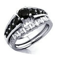 thumbnail image 1 of Dazzlingrock Collection 1.75 Carat (ctw) 14k Princess & Round White And Black Diamond Ladies Bridal Ring Set Engagement Set, White Gold, Size 6, 1 of 1