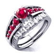thumbnail image 1 of Dazzlingrock Collection 1.75 Carat (ctw) 14k Ruby and White Moissanite Engagement Ring Set 1 3/4 CT, White Gold, Size 5.5, 1 of 5