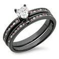 thumbnail image 1 of Dazzlingrock Collection 1.80 CT Black Rhodium Plated Silver Heart White & Round Pink Sapphire CZ Engagement Ring Set, Size 5, 1 of 1