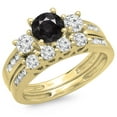 thumbnail image 1 of Dazzlingrock Collection 1.80 Carat (ctw) 14K Black & White Diamond Bridal 3 Stone Engagement Ring Set, Yellow Gold, Size 9, 1 of 1