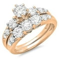 thumbnail image 1 of Dazzlingrock Collection 1.80 Carat (ctw) 14K Round Diamond Ladies 3 Stone Bridal Engagement Ring Set, Rose Gold, Size 5, 1 of 4