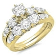 thumbnail image 1 of Dazzlingrock Collection 1.80 Carat (ctw) 14K Round Diamond Ladies 3 Stone Bridal Engagement Ring Set, Yellow Gold, Size 4, 1 of 8