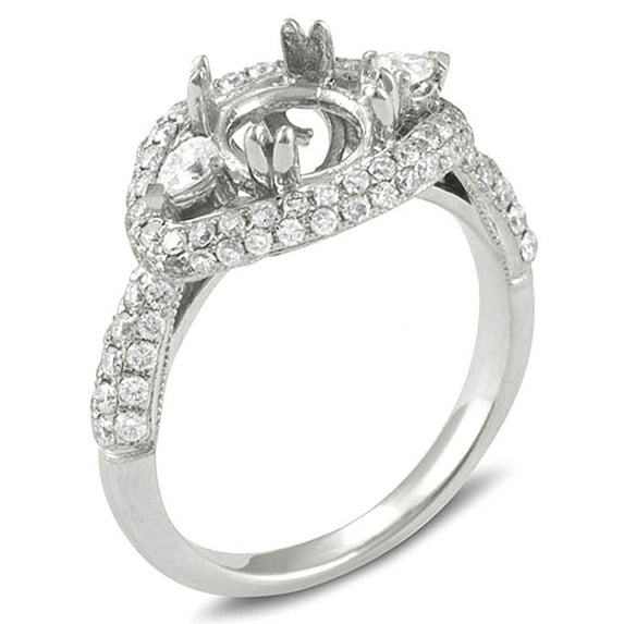 Dazzlingrock Collection 1.83 Carat (Ctw) 18k Round & Pear Diamond Semi Mount Round Diamond Engagement 3 Stone Bridal Ring (No Center Stone), White Gold, Size 8.5