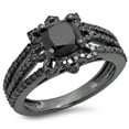 thumbnail image 1 of Dazzlingrock Collection 1.95 Carat (ctw) Black Rhodium Plated Sterling Silver Black Diamond Bridal Split Shank Ring, Size 4, 1 of 4