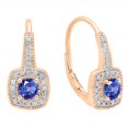 thumbnail image 1 of Dazzlingrock Collection 10K 4 MM Round Tanzanite & White Diamond Ladies Halo Style Dangling Earrings, Rose Gold, 1 of 1