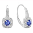 thumbnail image 1 of Dazzlingrock Collection 10K 4 MM Round Tanzanite & White Diamond Ladies Halo Style Dangling Earrings, White Gold, 1 of 1