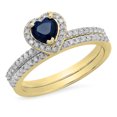 thumbnail image 1 of Dazzlingrock Collection 10K 5 MM Heart Blue Sapphire & Round White Diamond Ladies Engagement Ring Set, Yellow Gold, Size 8, 1 of 1