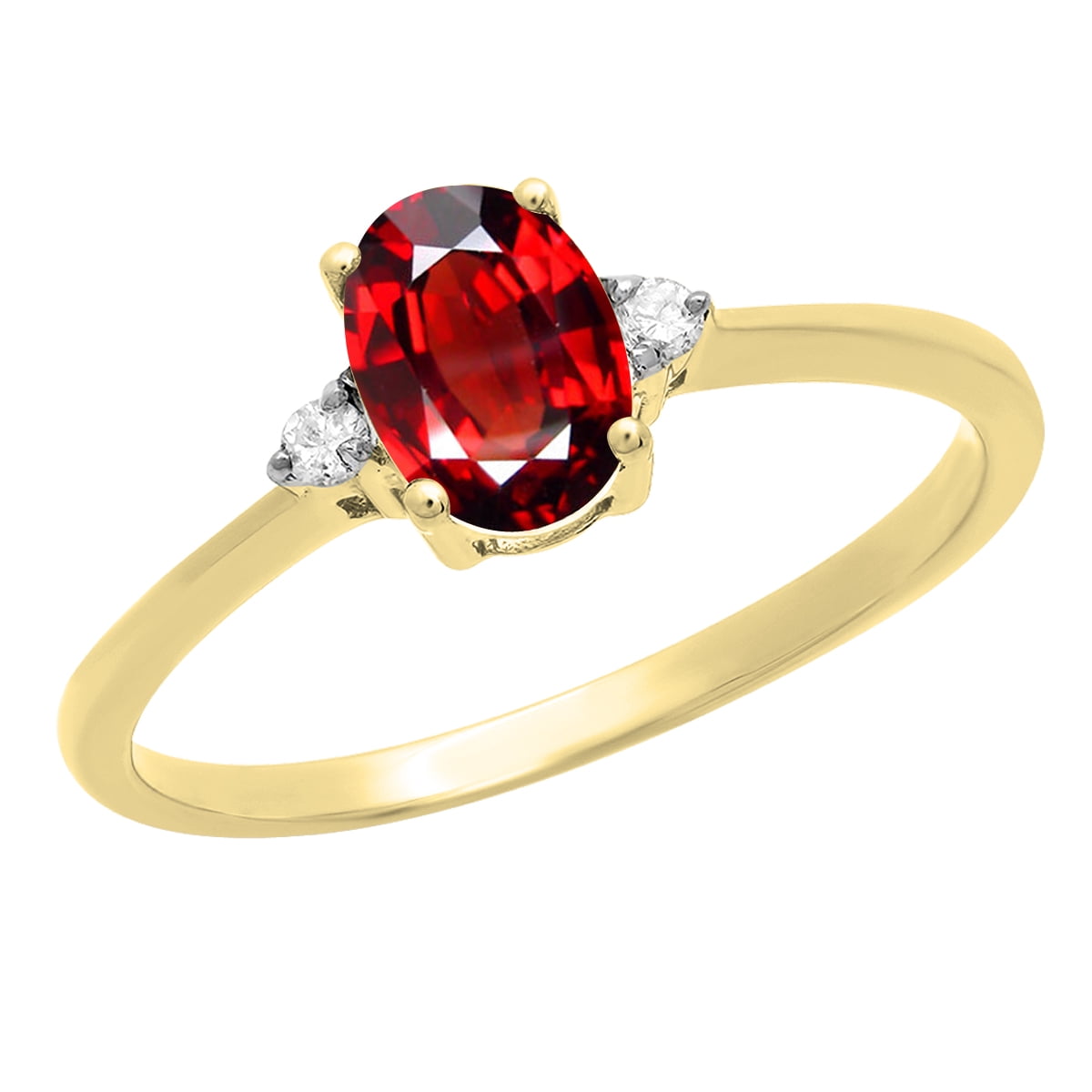 Dazzlingrock Collection 10K 7X5 MM Oval Garnet & Round Diamond Bridal ...