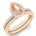 thumbnail image 1 of Dazzlingrock Collection 10K 7X5 MM Pear Morganite & Round Diamond Ladies Bridal Engagement Ring Set, Rose Gold, Size 10, 1 of 4