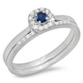 thumbnail image 1 of Dazzlingrock Collection 10K Blue Sapphire & White Diamond Bridal Halo Engagement Ring Matching Band Set, White Gold, Size 7.5, 1 of 1