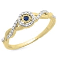 thumbnail image 1 of Dazzlingrock Collection 10K Blue Sapphire & White Diamond Bridal Halo Swirl Split Shank Promise Ring, Yellow Gold, Size 5.5, 1 of 1