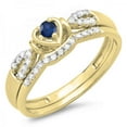 thumbnail image 1 of Dazzlingrock Collection 10K Blue Sapphire & White Diamond Heart Shaped Bridal Engagement Ring Set, Yellow Gold, Size 6.5, 1 of 1