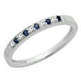 thumbnail image 1 of Dazzlingrock Collection 10K Blue Sapphire & White Diamond Ladies Anniversary Wedding Band Stackable Ring, White Gold, Size 5, 1 of 1