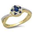 thumbnail image 1 of Dazzlingrock Collection 10K Blue Sapphire & White Diamond Ladies Split Shank Bridal Halo Engagement Ring, Yellow Gold, Size 9.5, 1 of 1