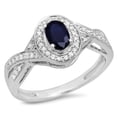 thumbnail image 1 of Dazzlingrock Collection 10K Blue Sapphire & White Diamond Swirl Split Shank Bridal Engagement Ring, White Gold, Size 6, 1 of 4