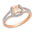 thumbnail image 1 of Dazzlingrock Collection 10K Cushion Morganite & Round White Diamond Bridal Split Shank Engagement Ring 1 CT, Rose Gold, Size 4.5, 1 of 4